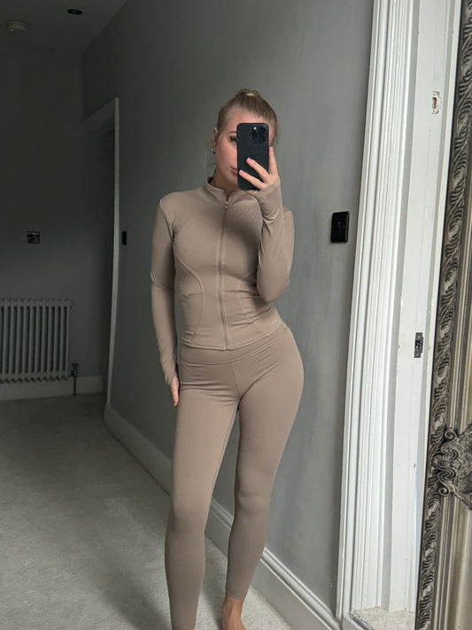 Beige gym set- BBL jacket and leggings