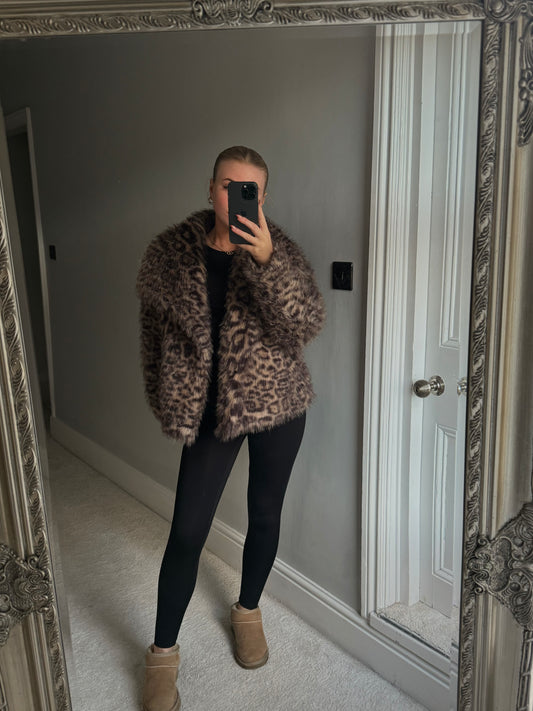 Premium Faux fur leopard print jacket